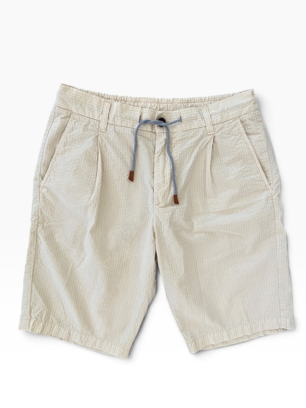 Eleventy Drawstring Searsucker Bermuda Shorts
